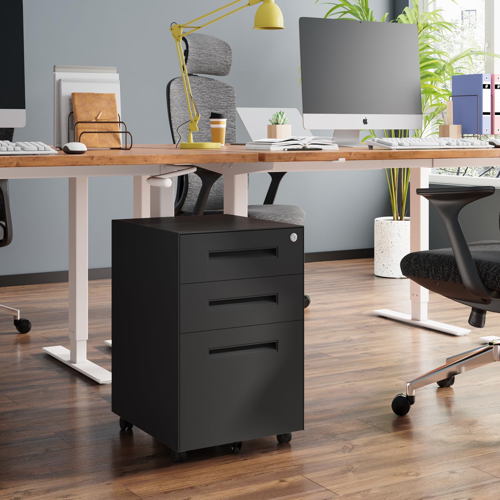 3 Drawer Mobile File Cabinet with Lock on Wheels