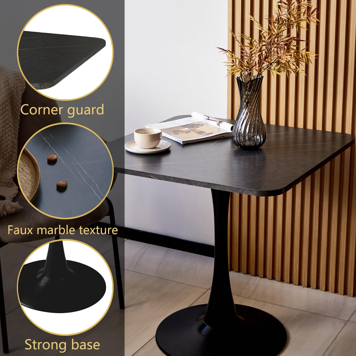 30-Inch Square Bistro Table with Faux Marble Top