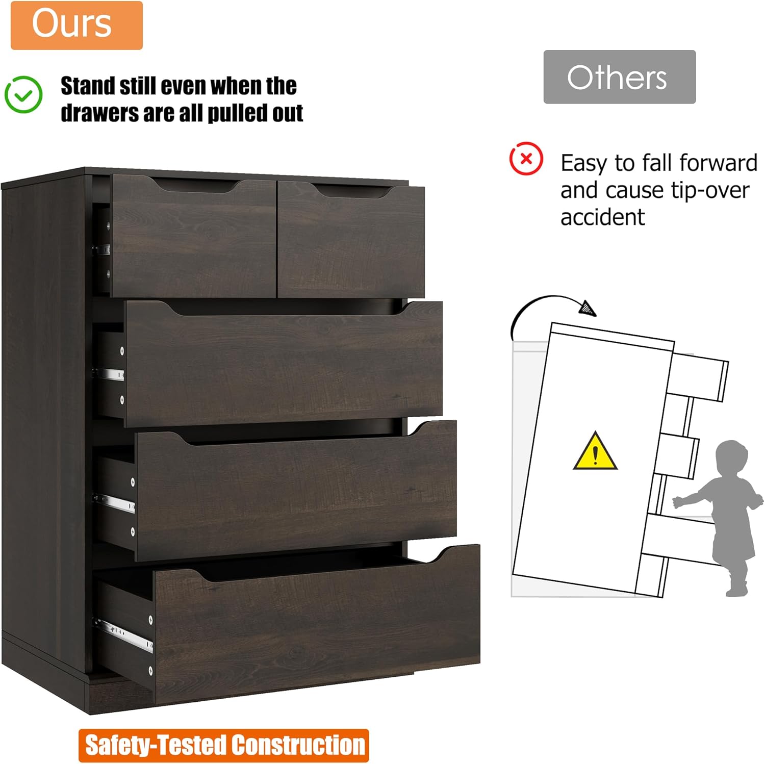 5 Drawer Dresser with Storage