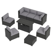 8 Piece Patio Furniture Set with Fire Pit Table