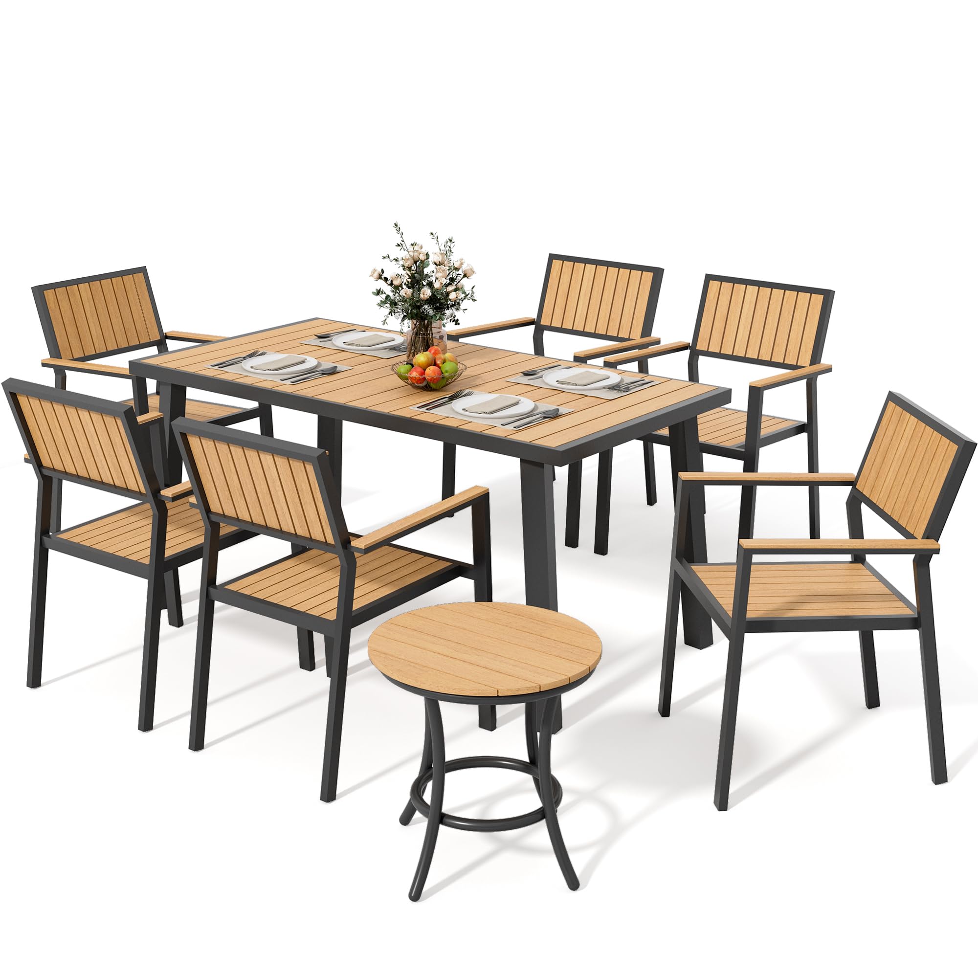 8-Piece Outdoor Aluminum Patio Dining Set with Stackable Chairs