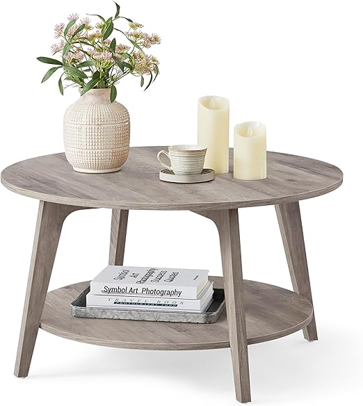 Round Coffee Table 2-Tier with Storage