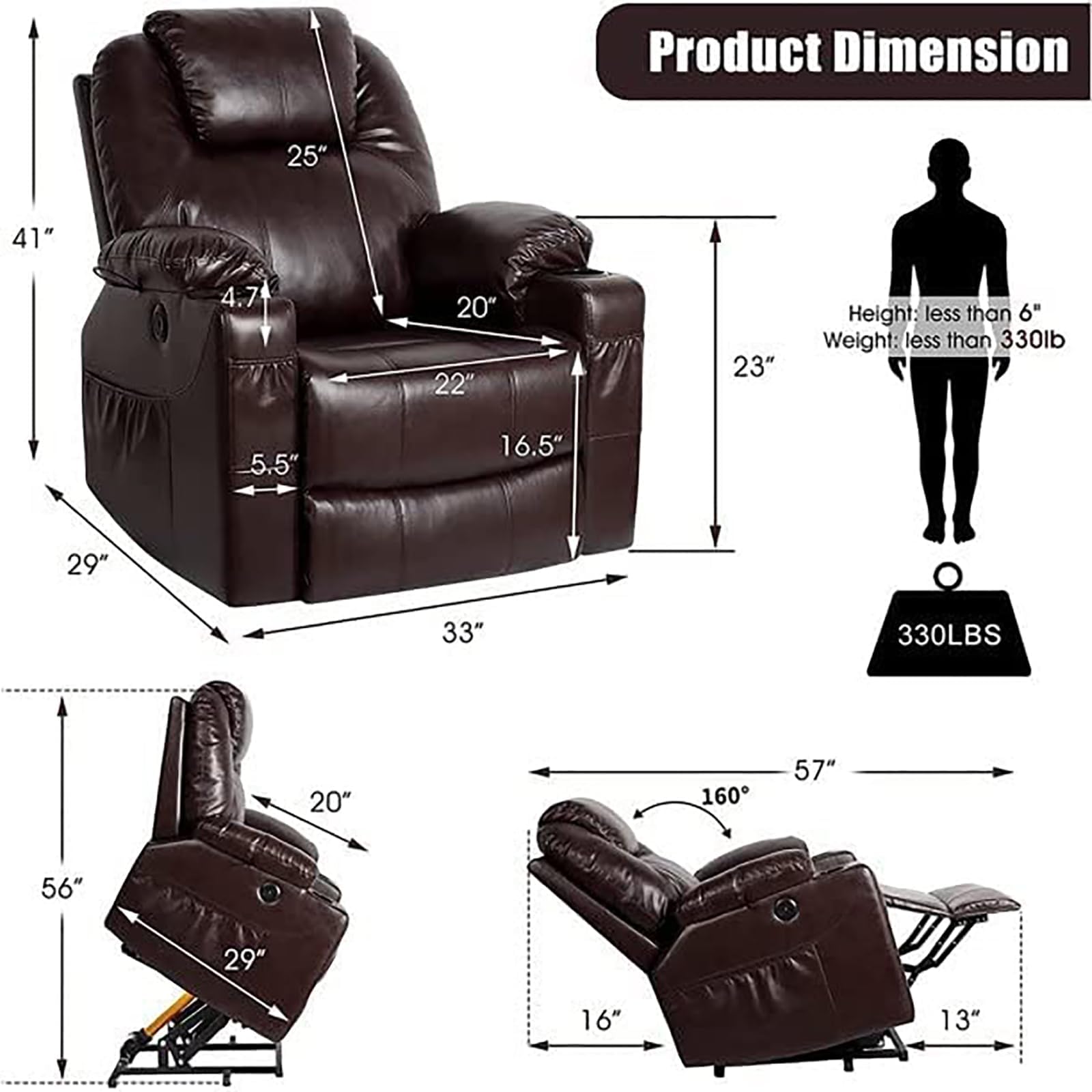 Power Lift Recliner Chair with Heat and Massage