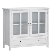 White Glass Door Buffet Cabinet with Drawer