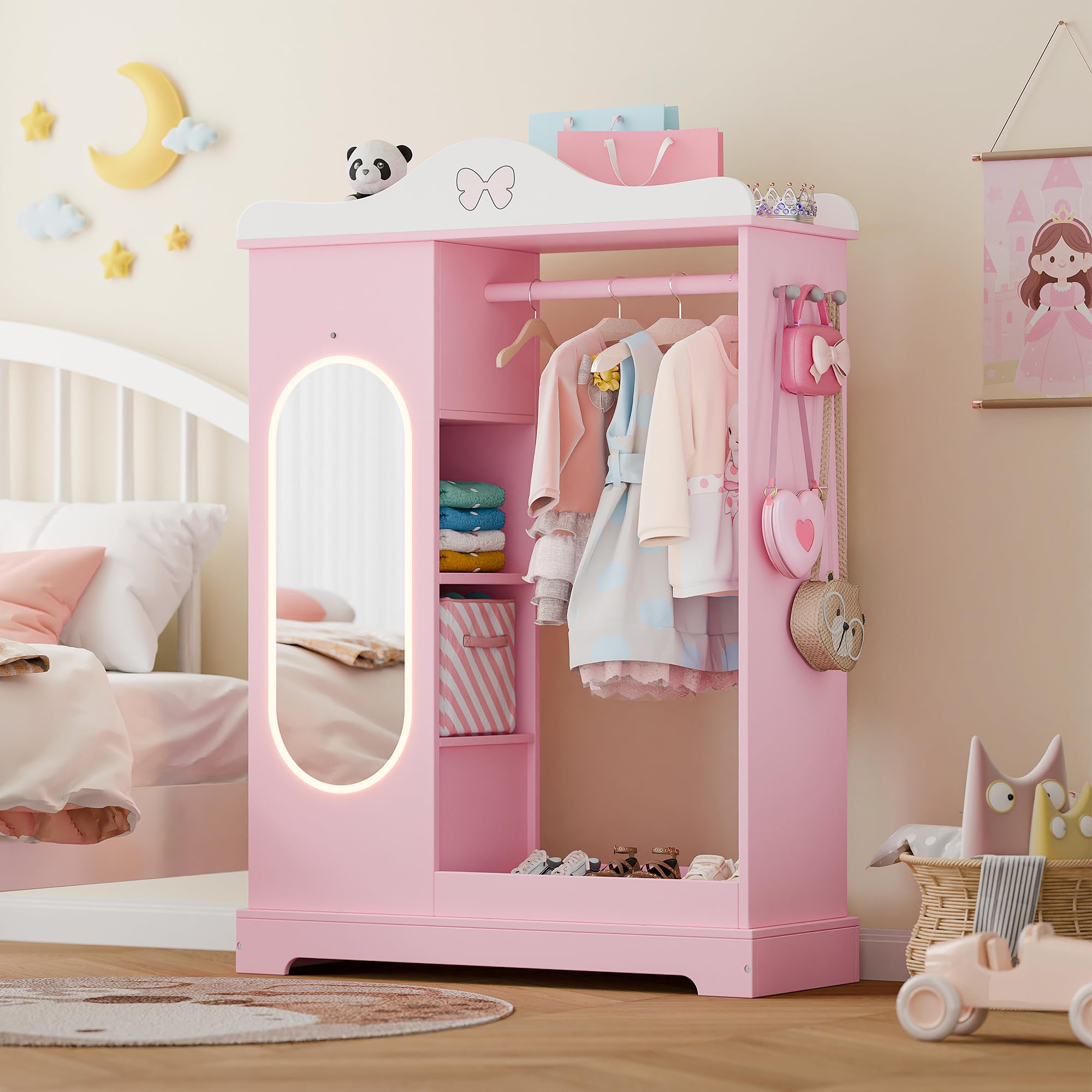 Kids Armoire with Jewelry Cabinet and Mirror