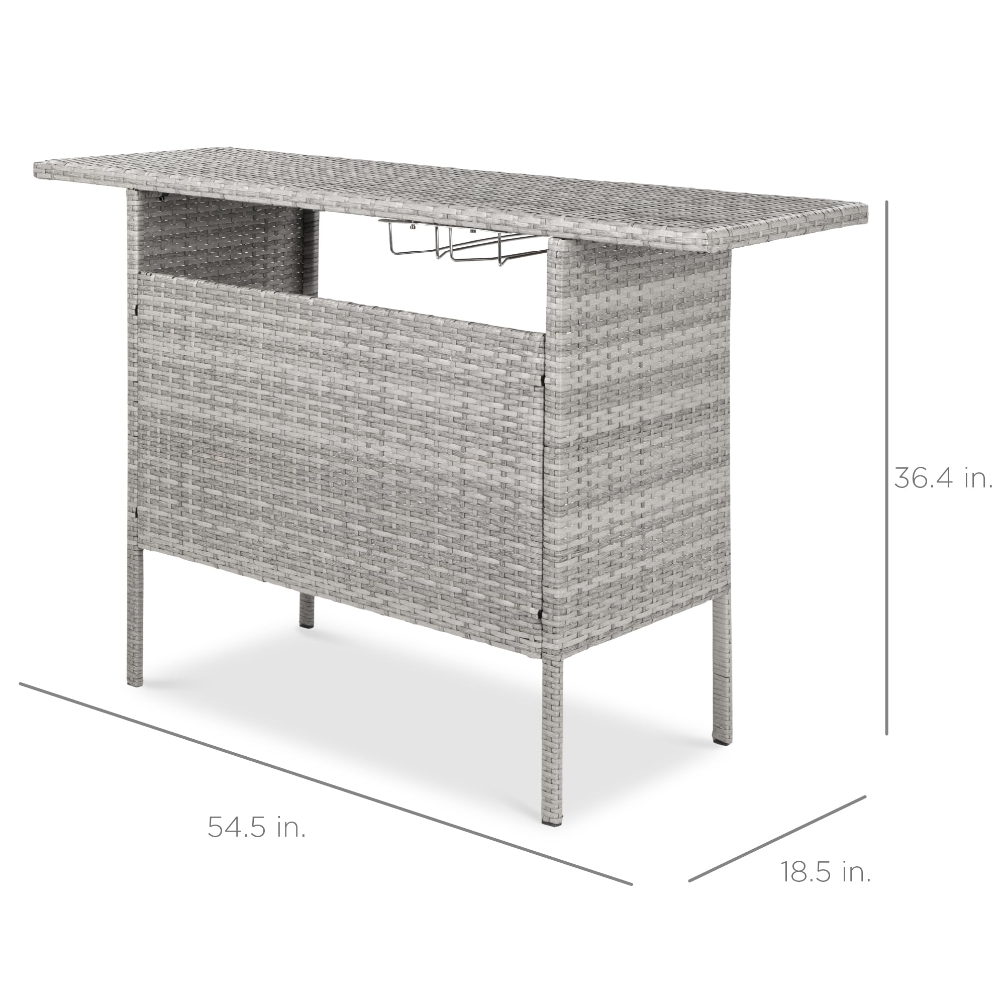 Outdoor Patio Wicker Bar Counter Table with Storage Shelves