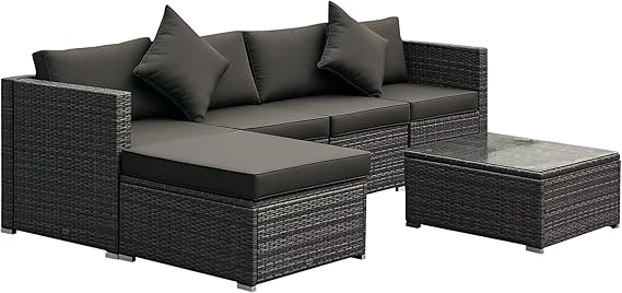6 Piece Outdoor Wicker Sectional Sofa Set