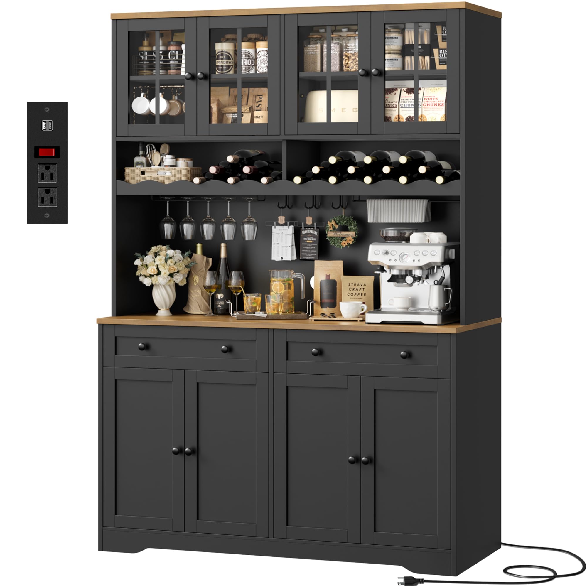Kitchen Pantry Cabinet with Charging Station
