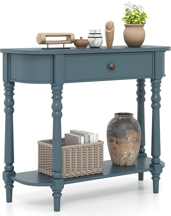 36" 2-Tier Console Table with Storage Drawer