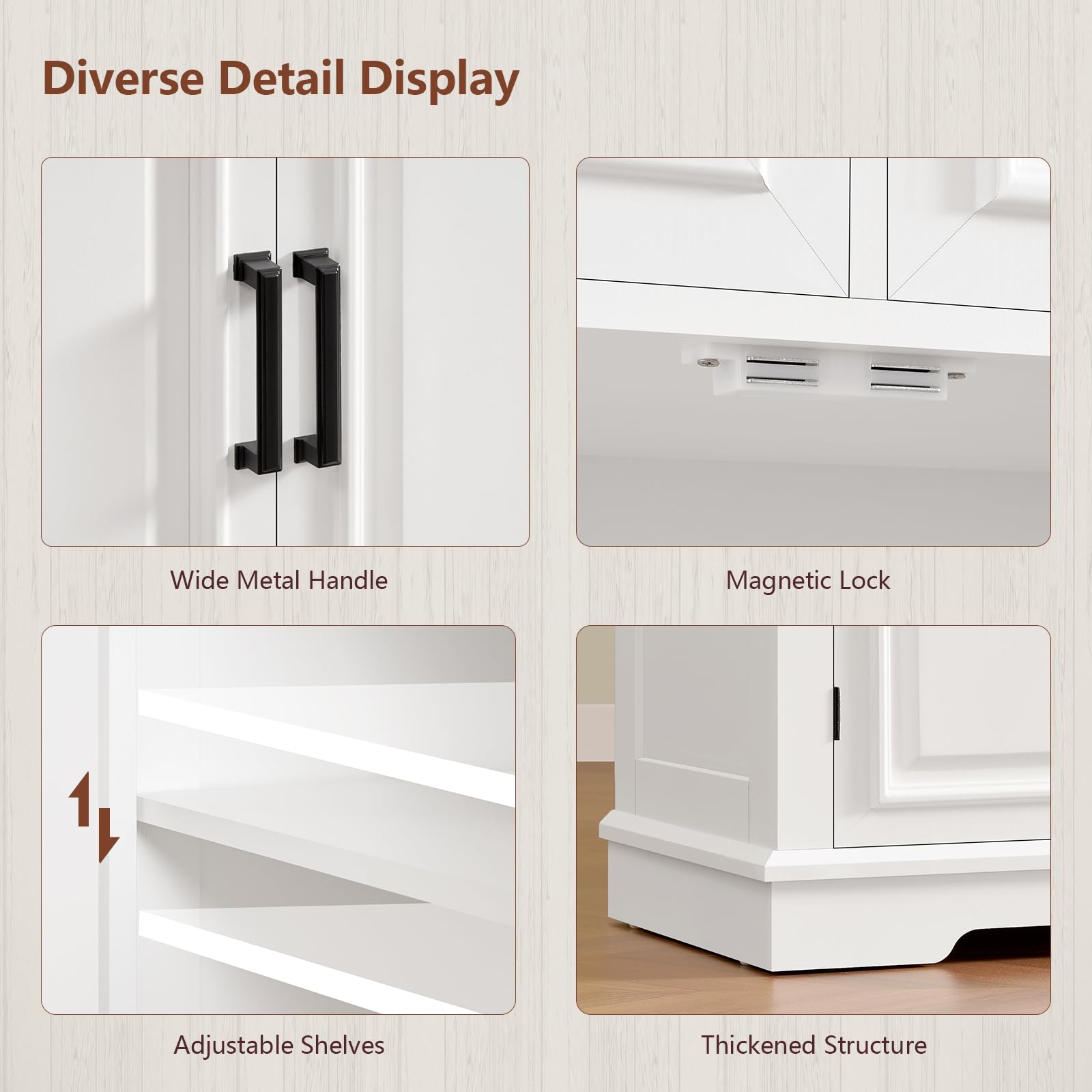 59" Buffet Cabinet with 4 Doors and 3 Drawers