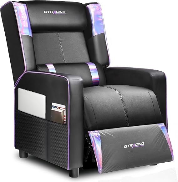 Gaming Recliner Chair with Footrest Purple
