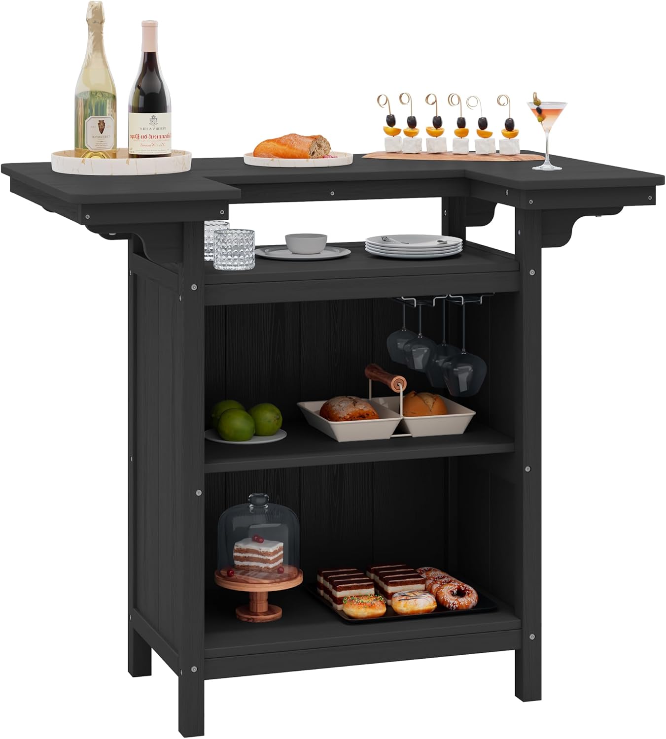 Outdoor Bar Table with 4-Tier Storage