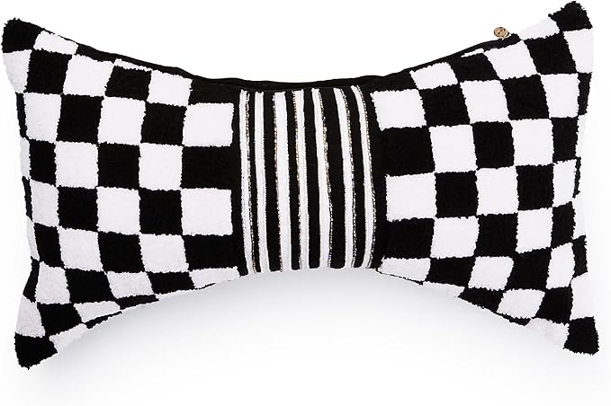 Lumbar Throw Pillow - Pink Check Bow - 11x20