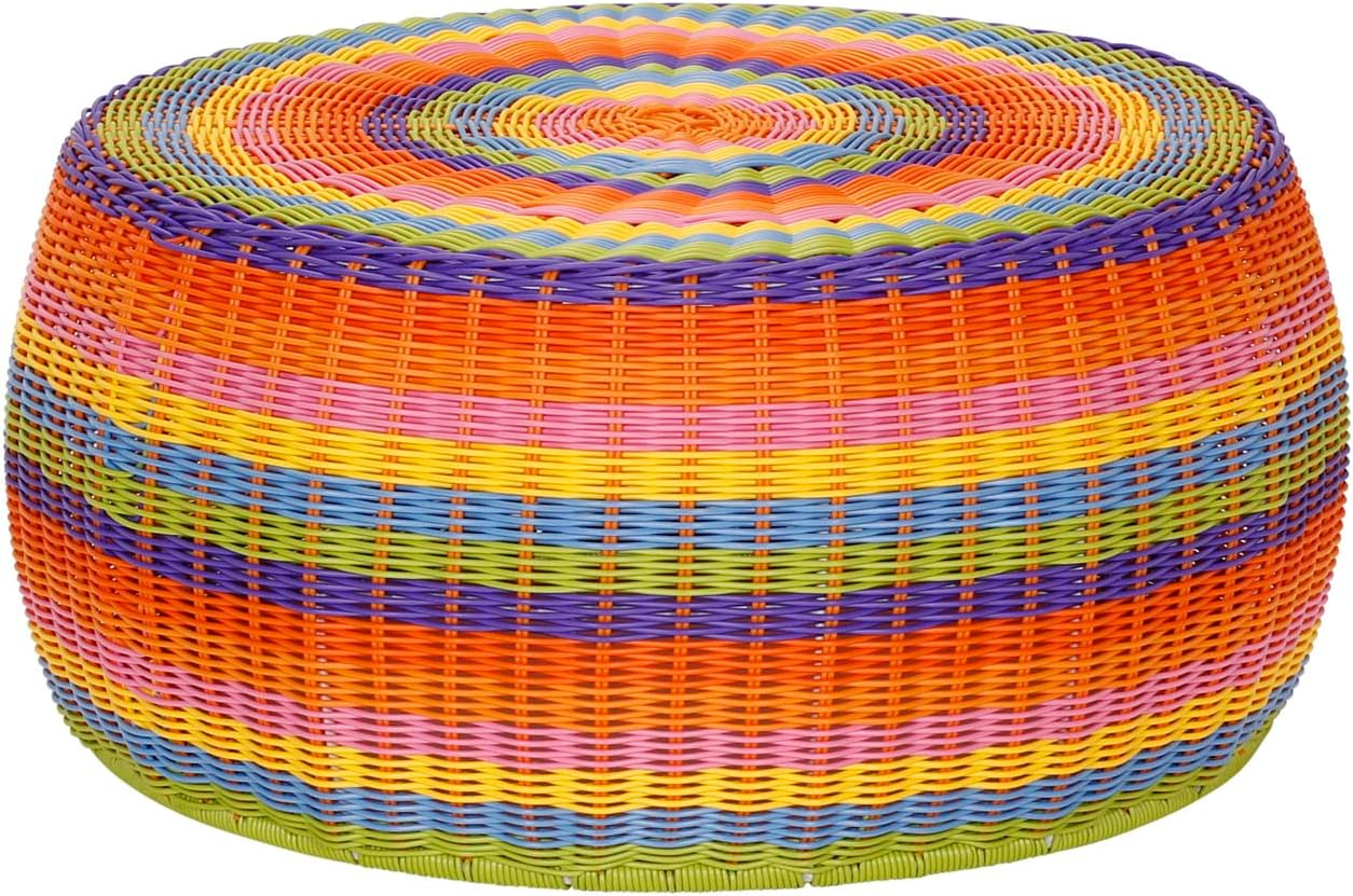Handwoven Resin Storage Stool Ottoman
