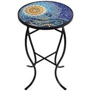 Ocean Scene Mosaic Round Outdoor Accent Tables Set of 2