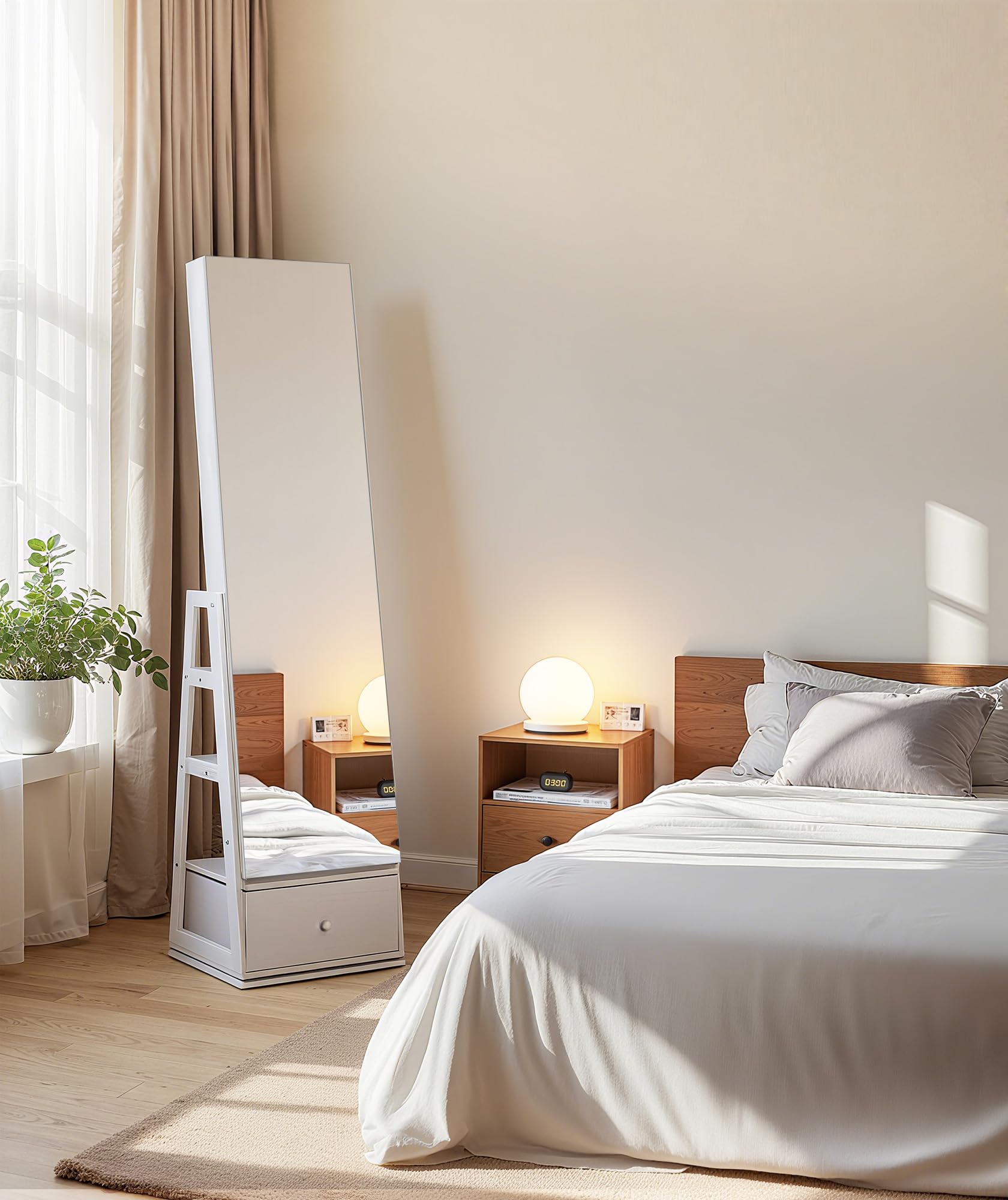 360° Swivel Jewelry Cabinet with Full Length Mirror