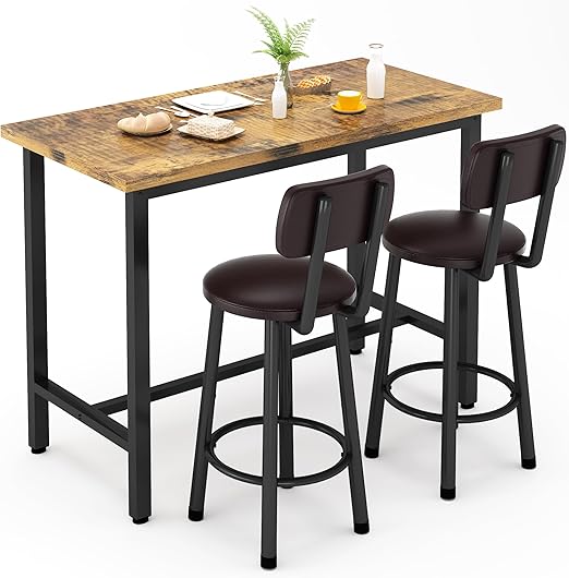 3 Piece Pub Dining Set Counter Height Table