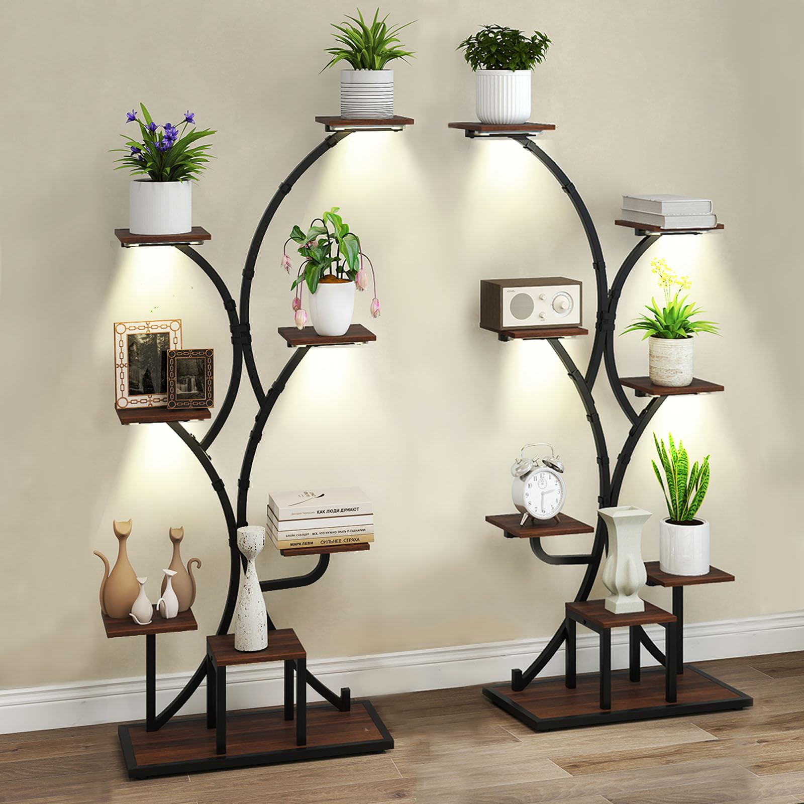 8-Tier Corner Plant Stand with Grow Lights