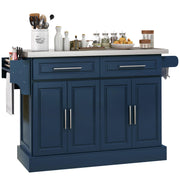Rolling Kitchen Island Cart with Stainless Steel Top