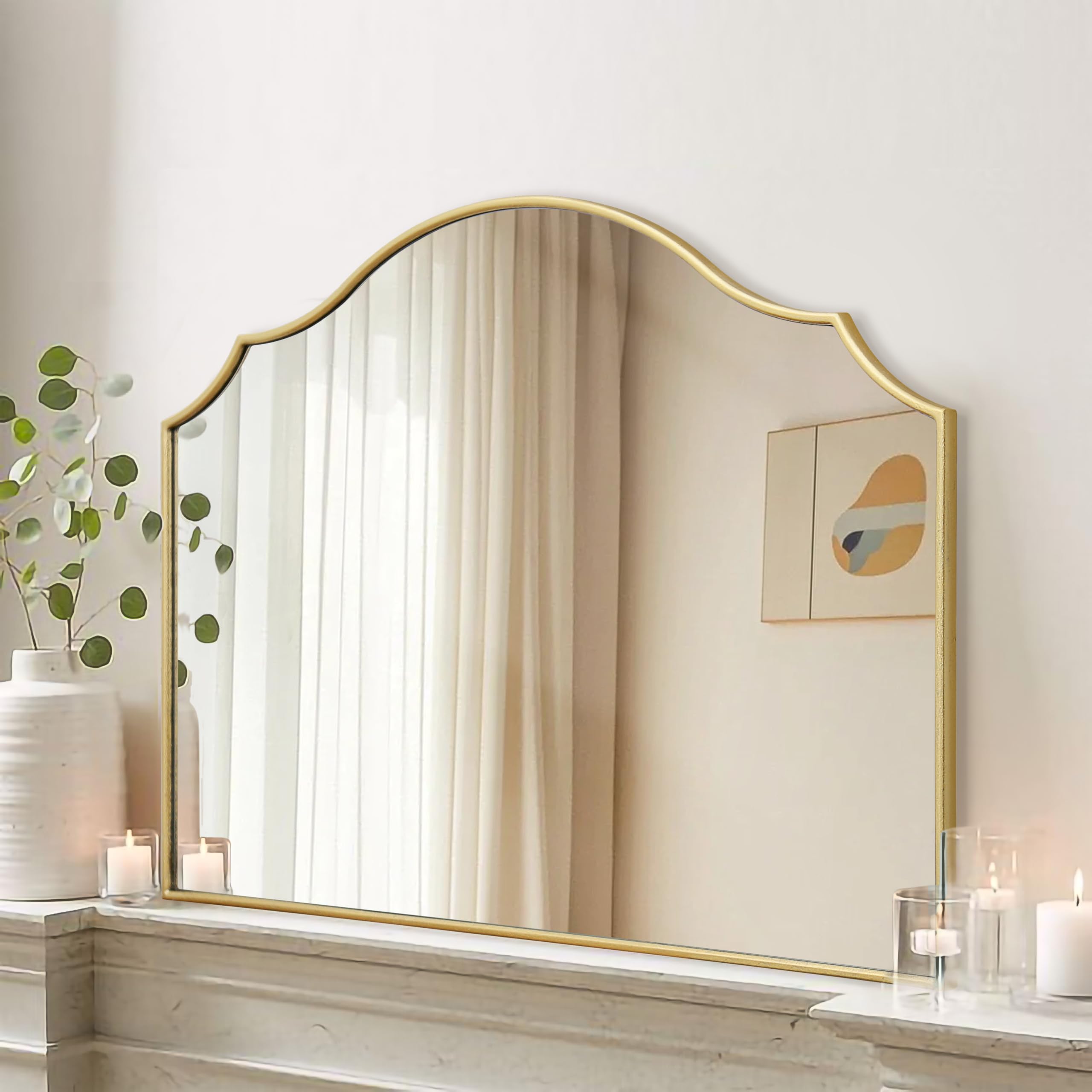 Gold Scalloped Arched Mirror 35x26