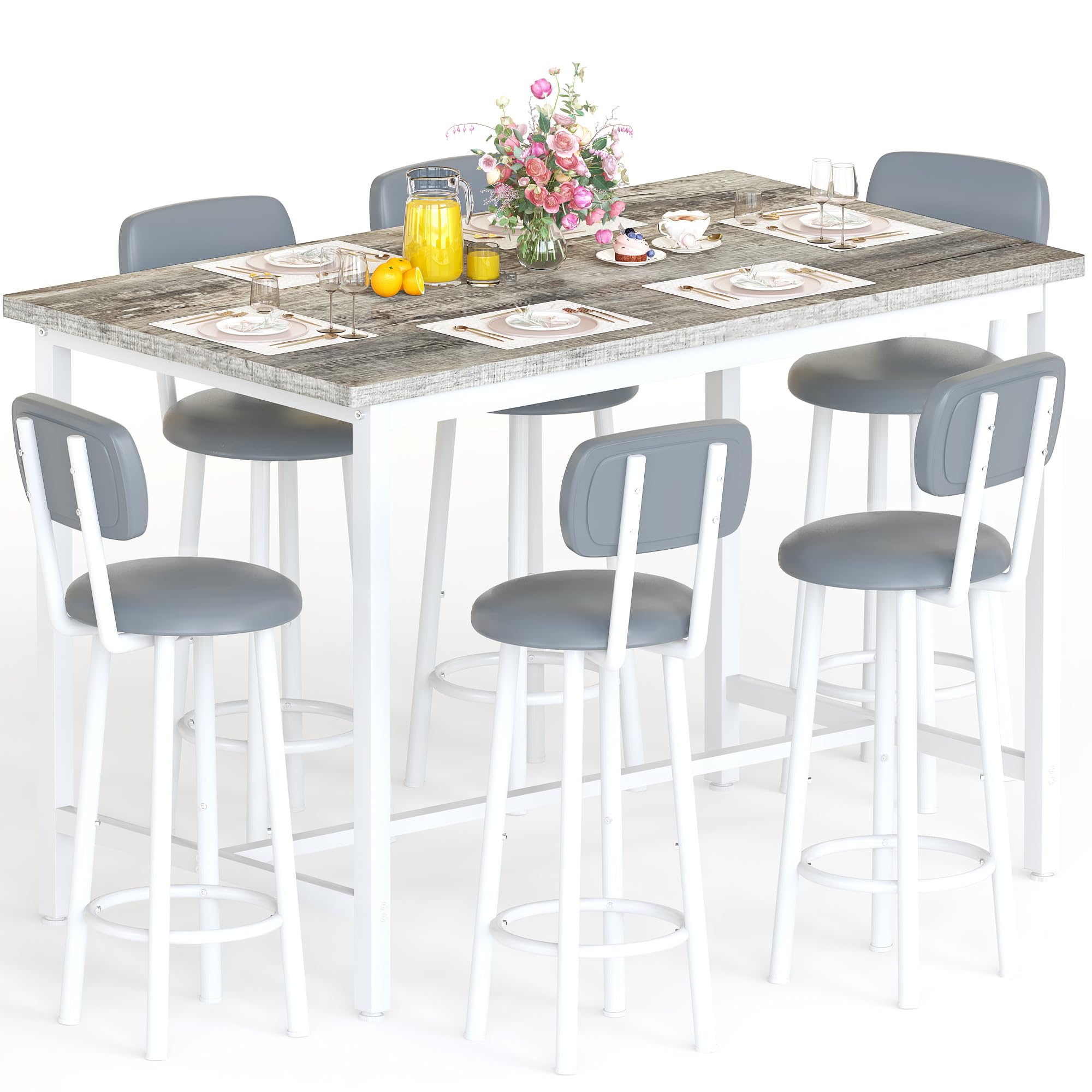 50" Counter Height Dining Table Set for 6 - 7 Piece