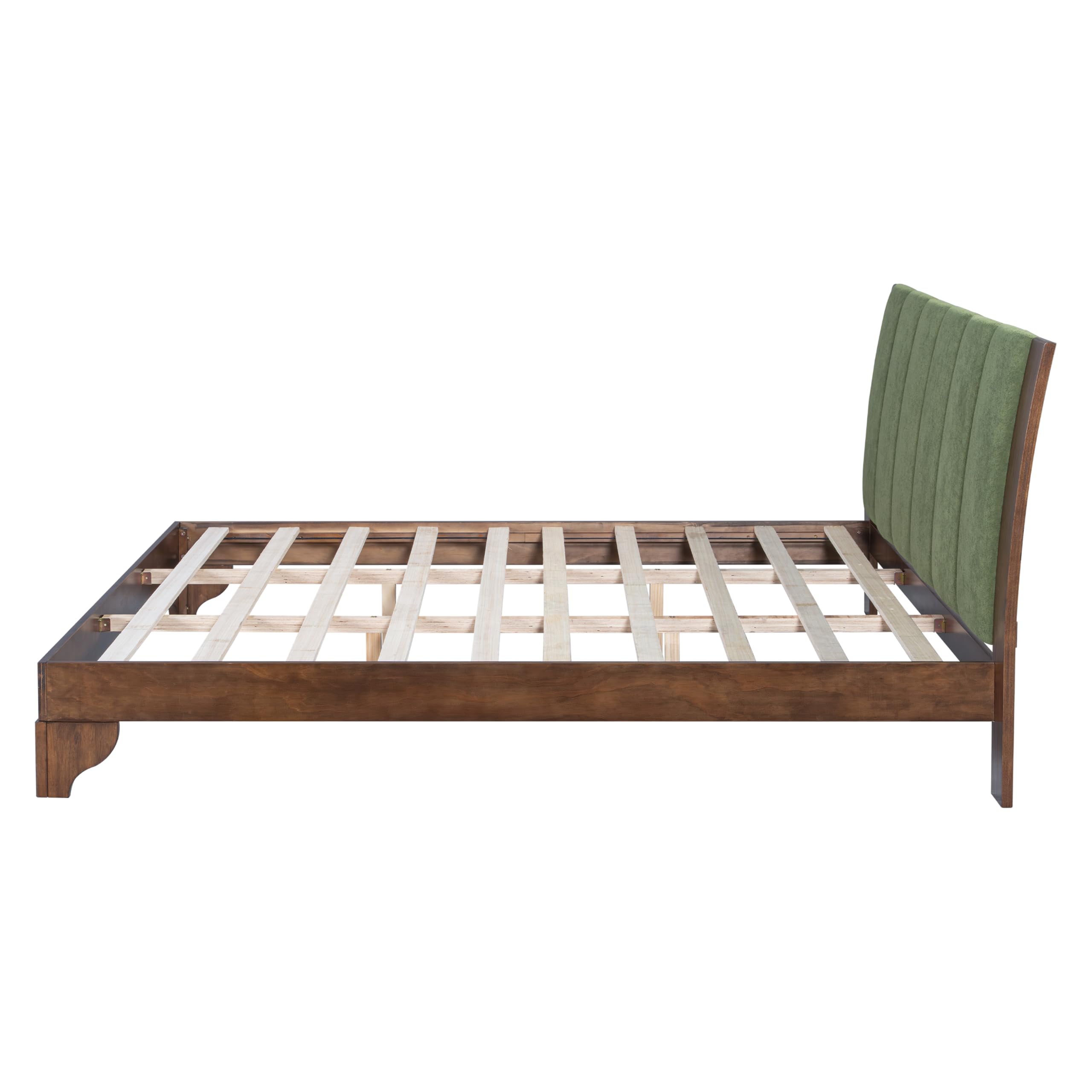 King Size Pine Wood Platform Bed Frame with Headboard