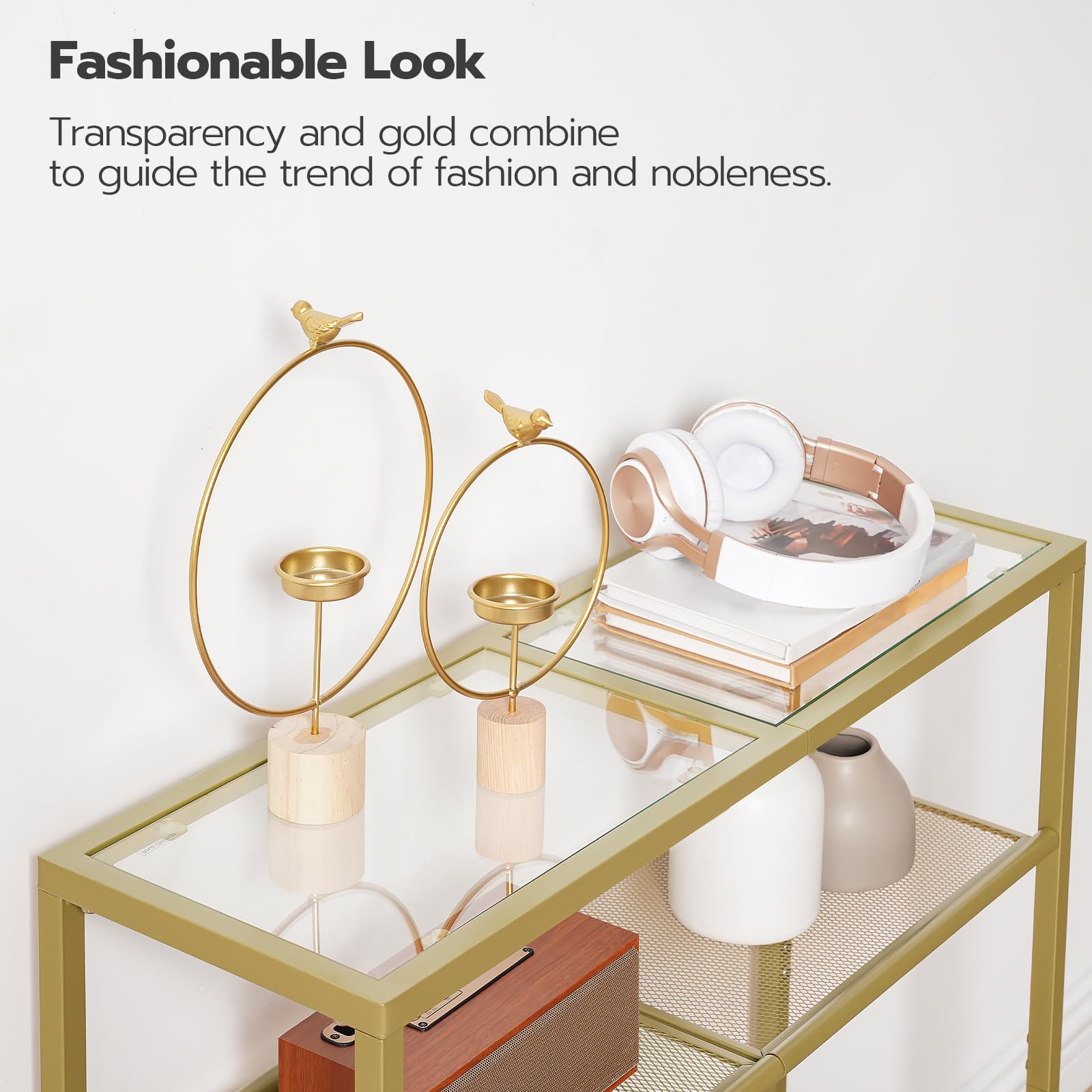 29.5" Narrow Console Table with 3-Tier Tempered Glass