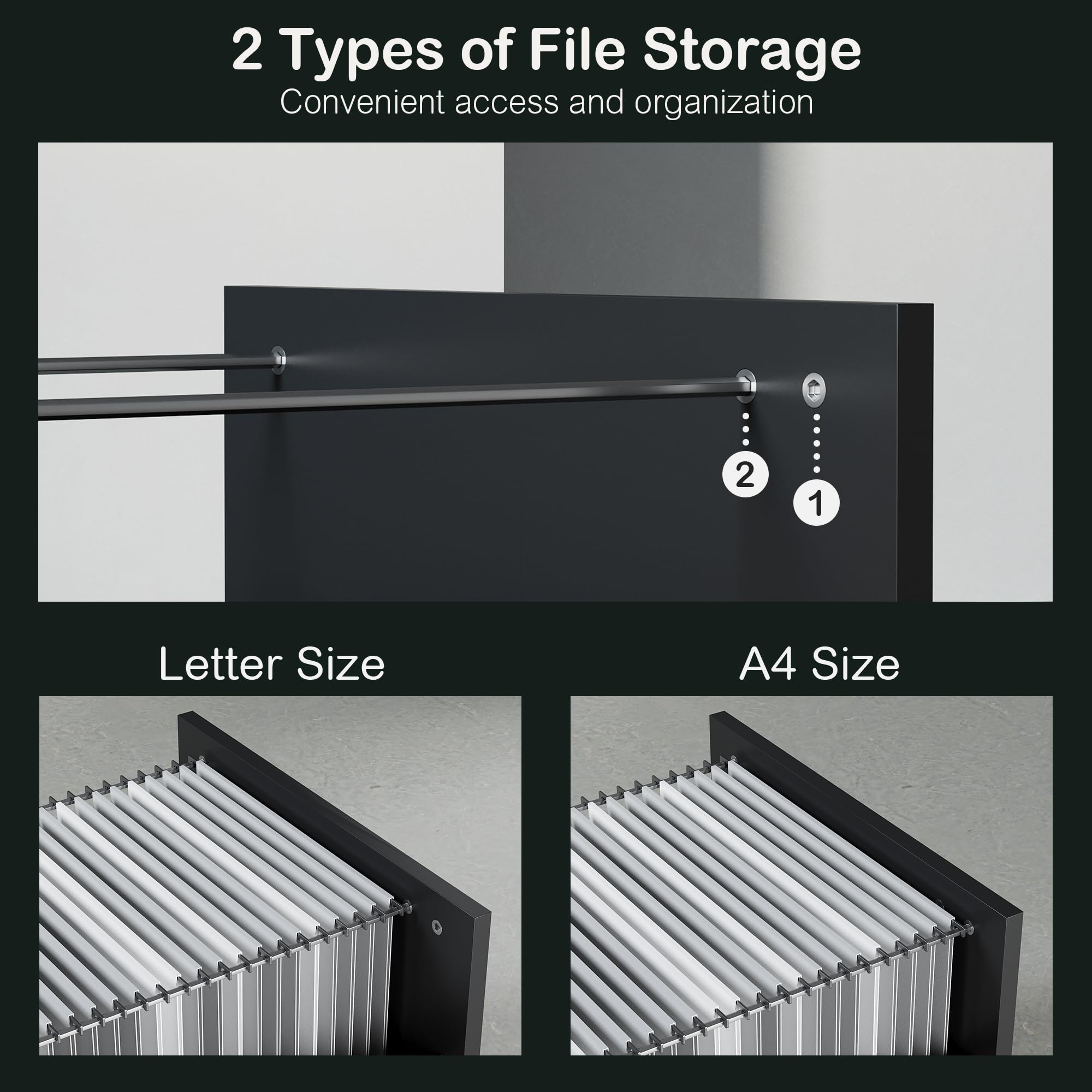 4 Drawer Lateral File Cabinet with Lock & Power Strip