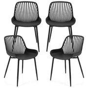 Black Dining Chairs Set of 4 with Metal Legs