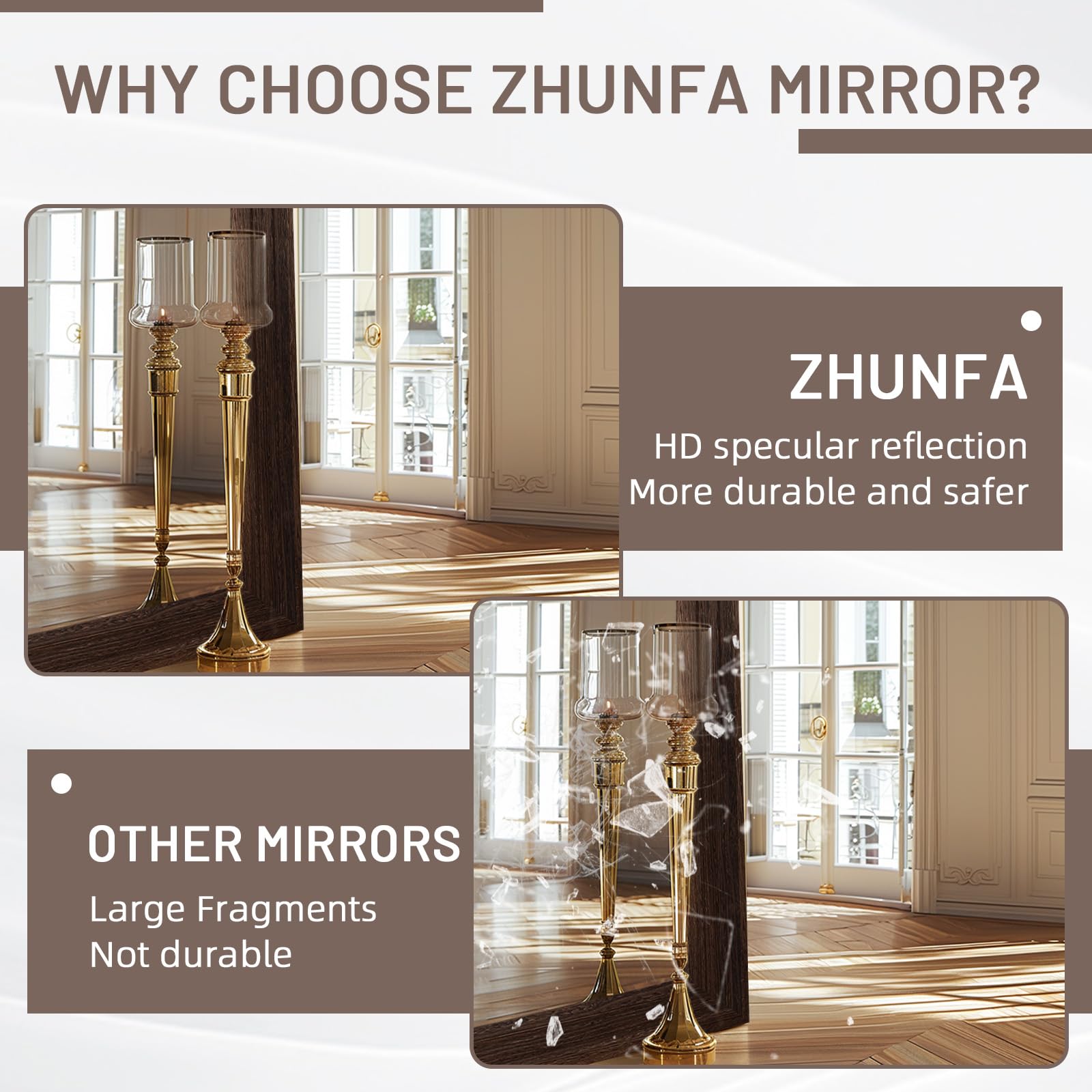 Arched Full Length Mirror with Solid Wood Frame
