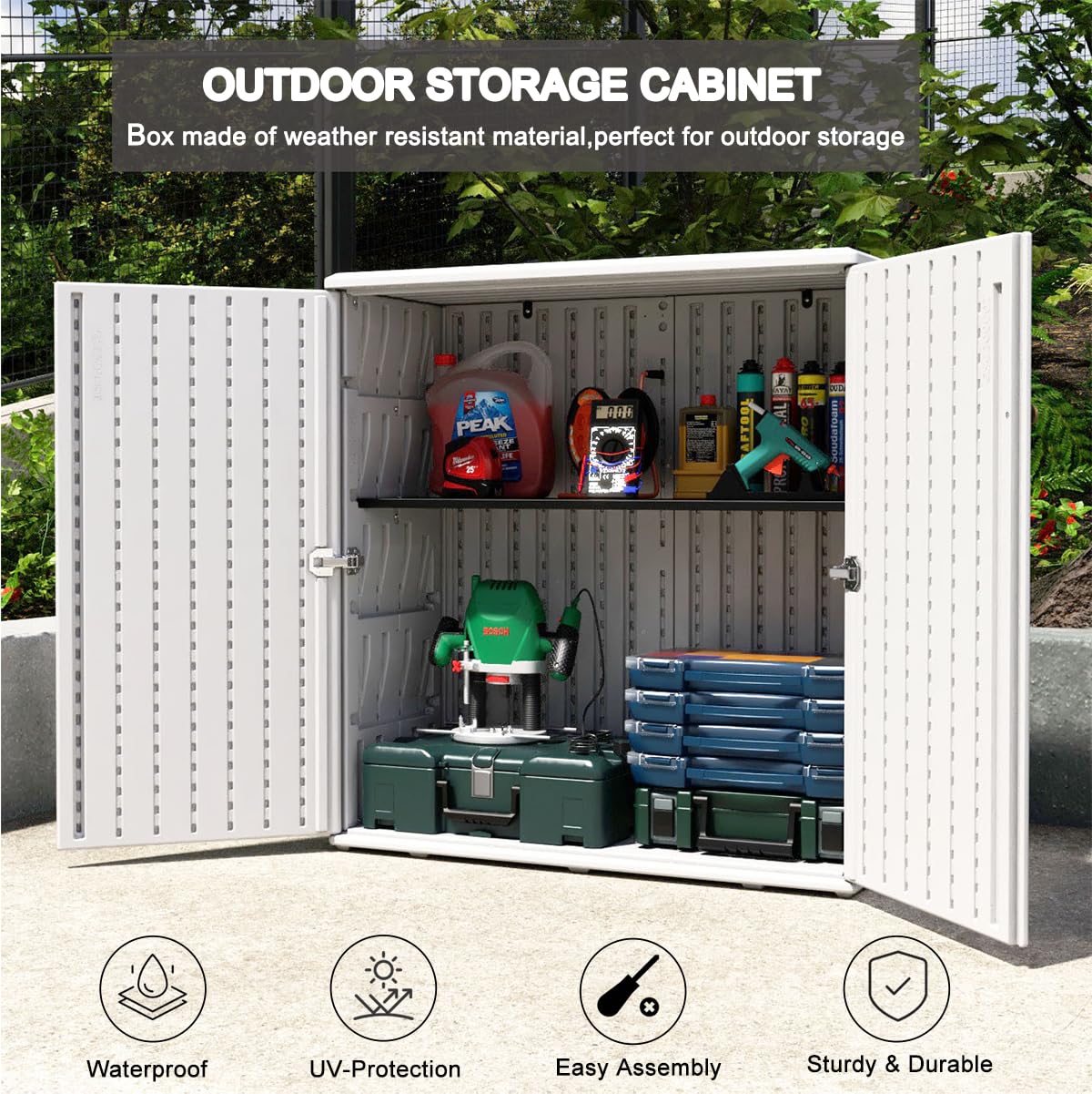 Waterproof Outdoor Storage Cabinet 62 Gallon Deck Box