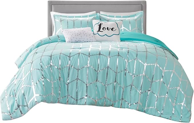 Geometric Metallic Comforter Set Full/Queen