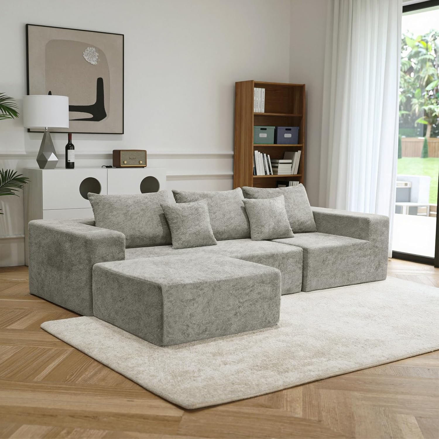 L-Shaped Cloud Couch Sectional Sofa with Deep Seat