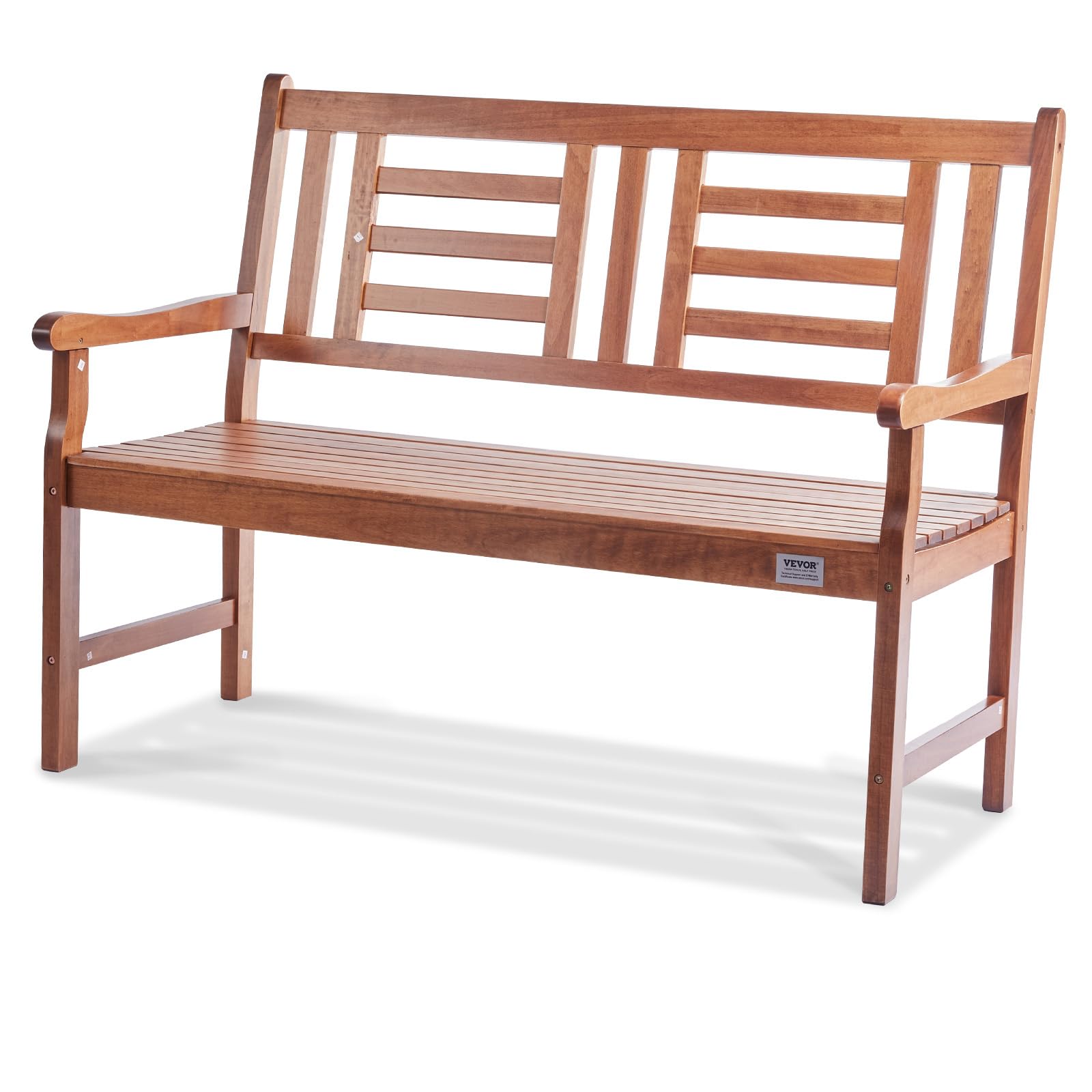 48-Inch Wood Outdoor Garden Bench with Backrest and Armrests