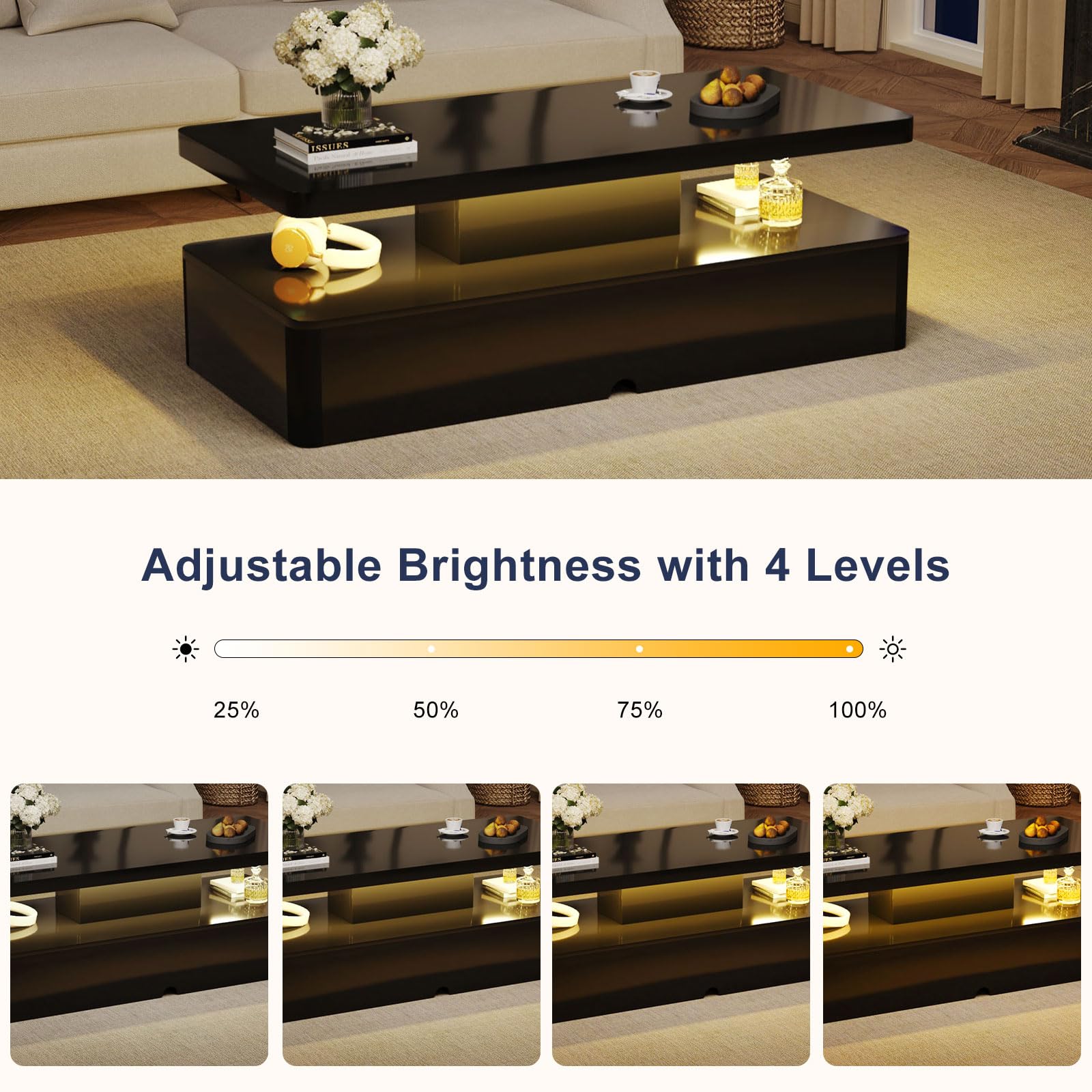 LED Coffee Table with Storage