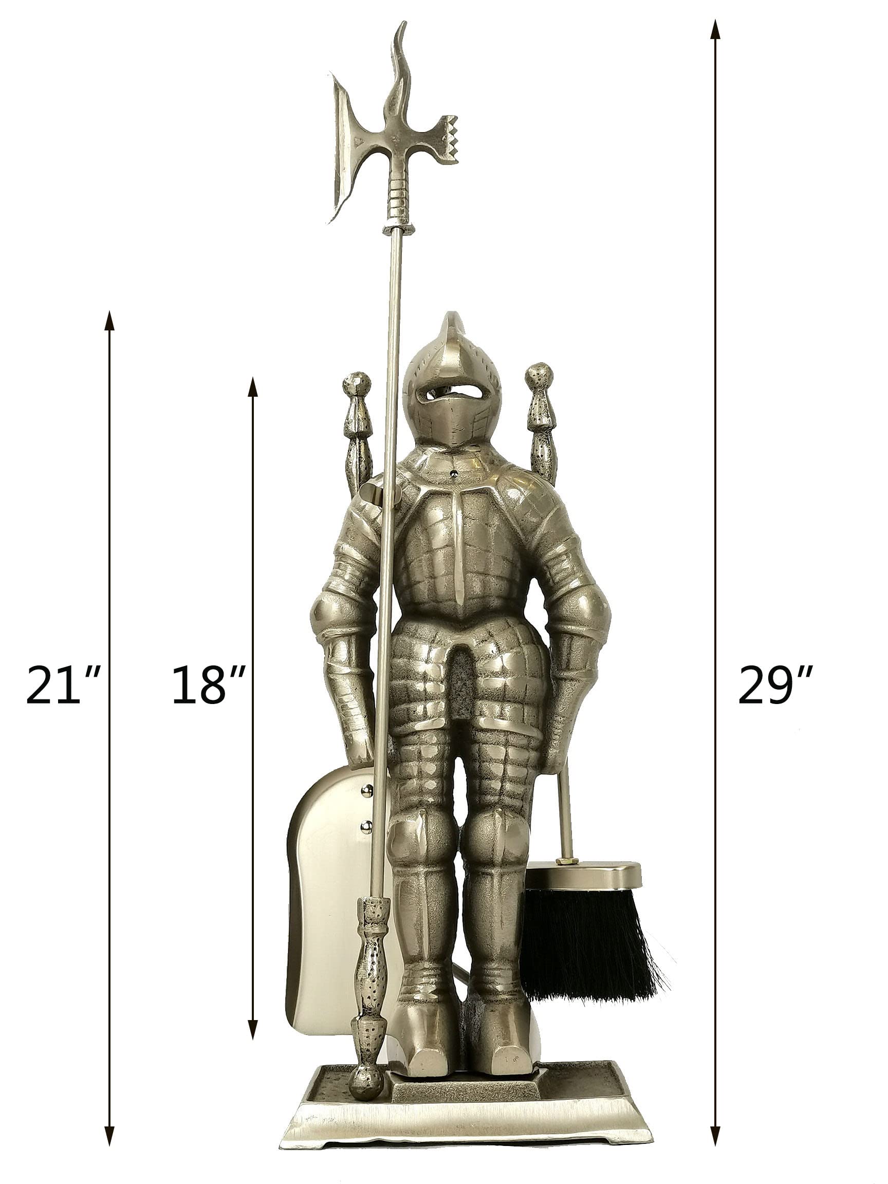 Medieval Knight Fireplace Tool Set - 4 Piece Cast Iron