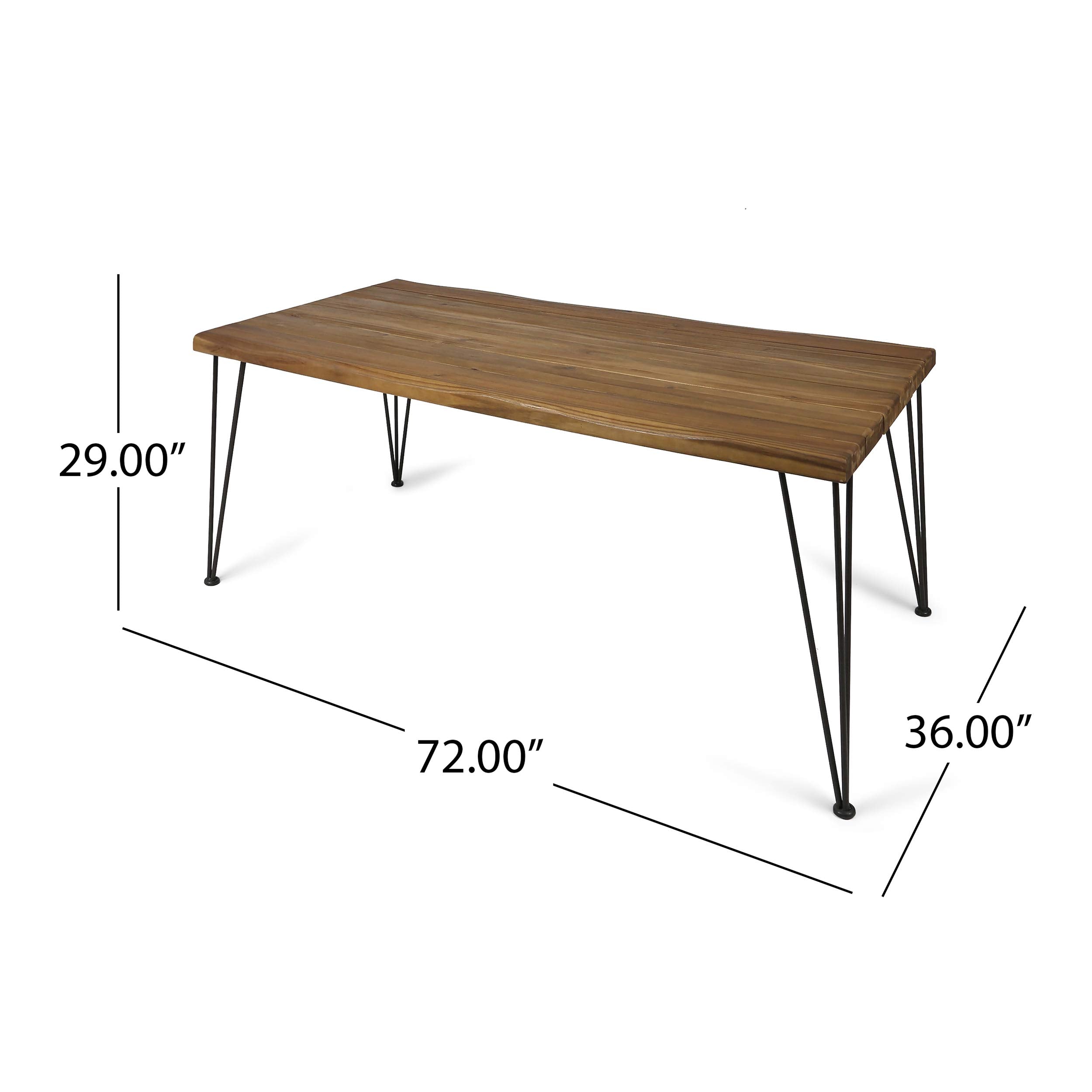 Outdoor Acacia Wood Dining Table with Hairpin Legs