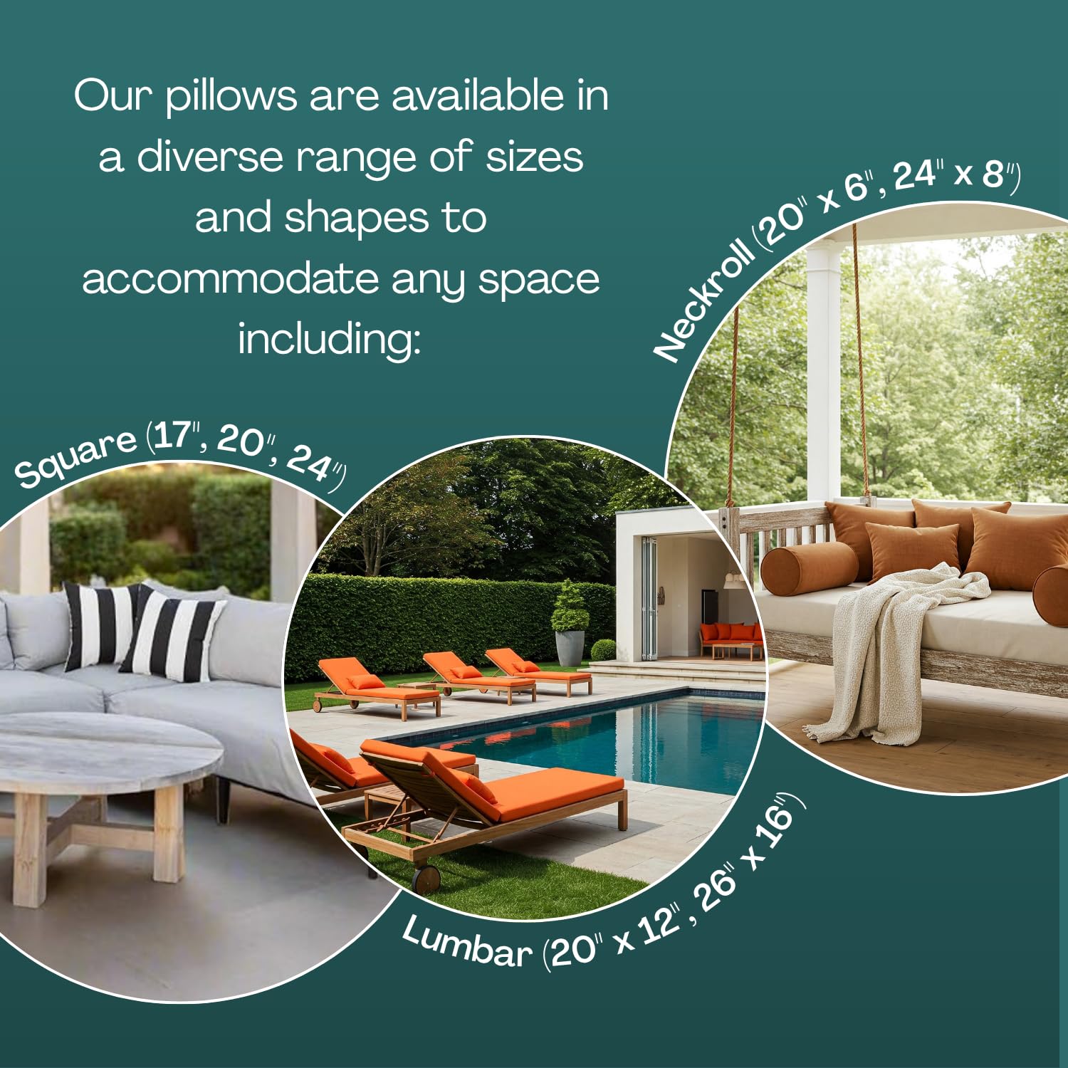 Outdoor Lumbar Throw Pillows Set of 4 - Water and Fade Resistant