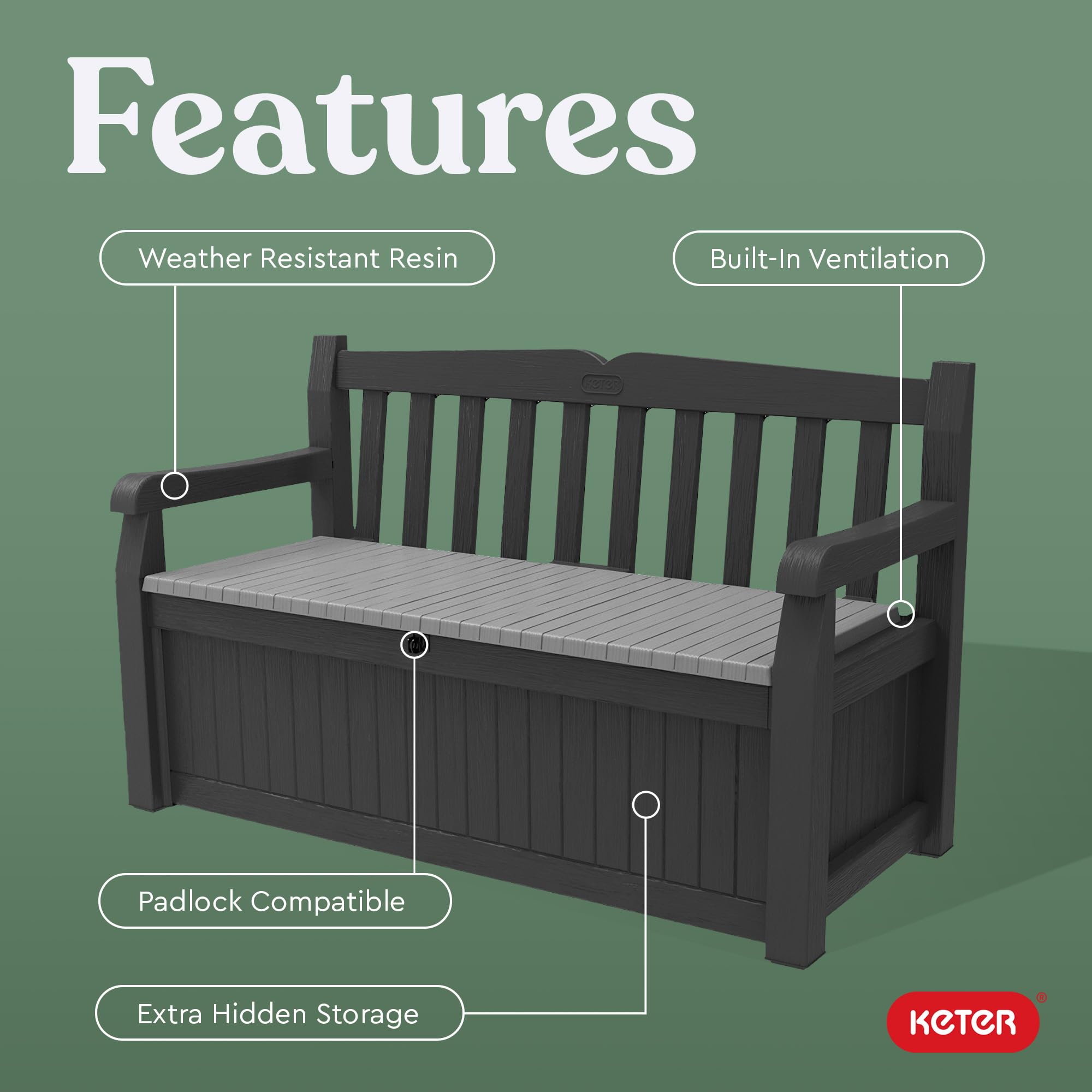 70 Gallon Storage Bench Deck Box