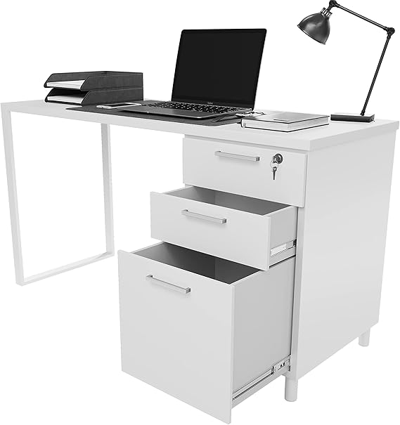 Milano Office Computer Desk with 3 Locking Drawers