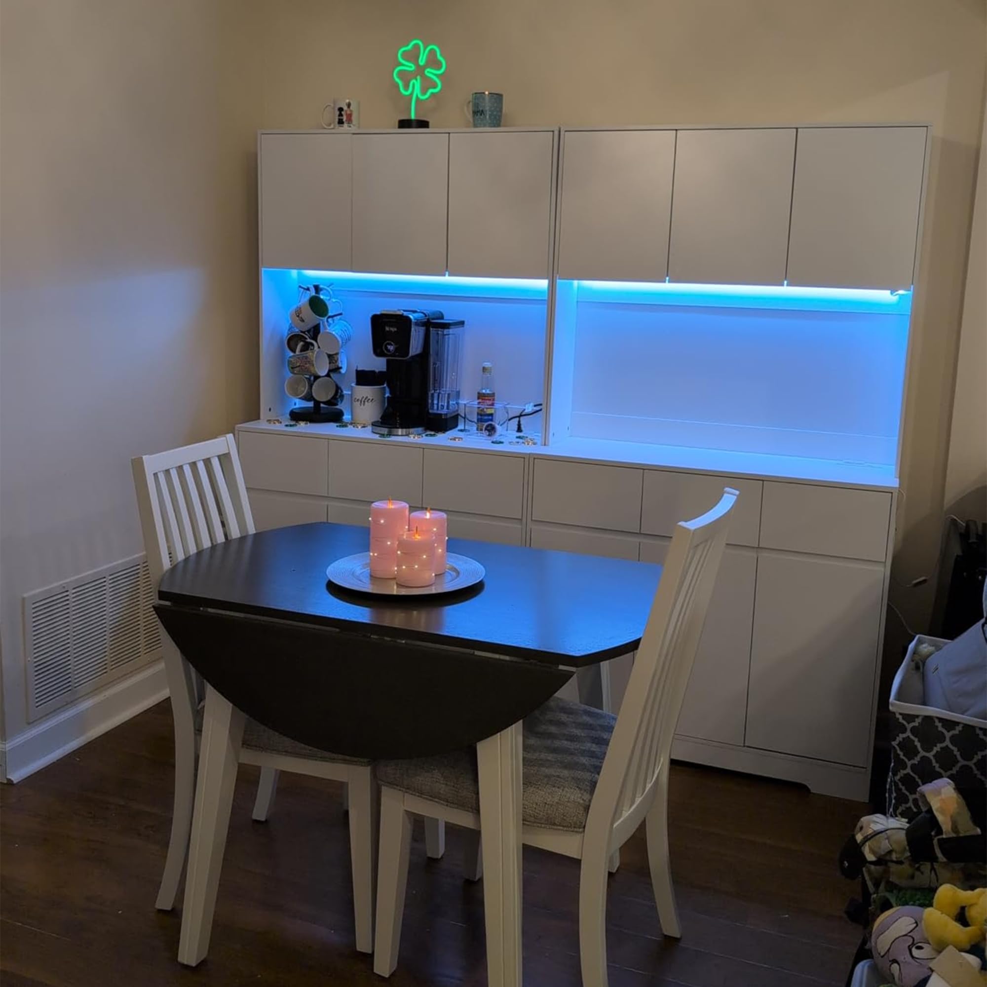 71'' Freestanding Pantry Cabinet with LED Light & Charging Station