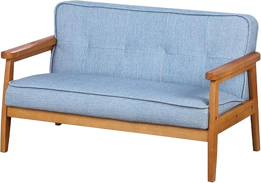 Double Seater Kids Sofa Chair with Solid Wood Armrest