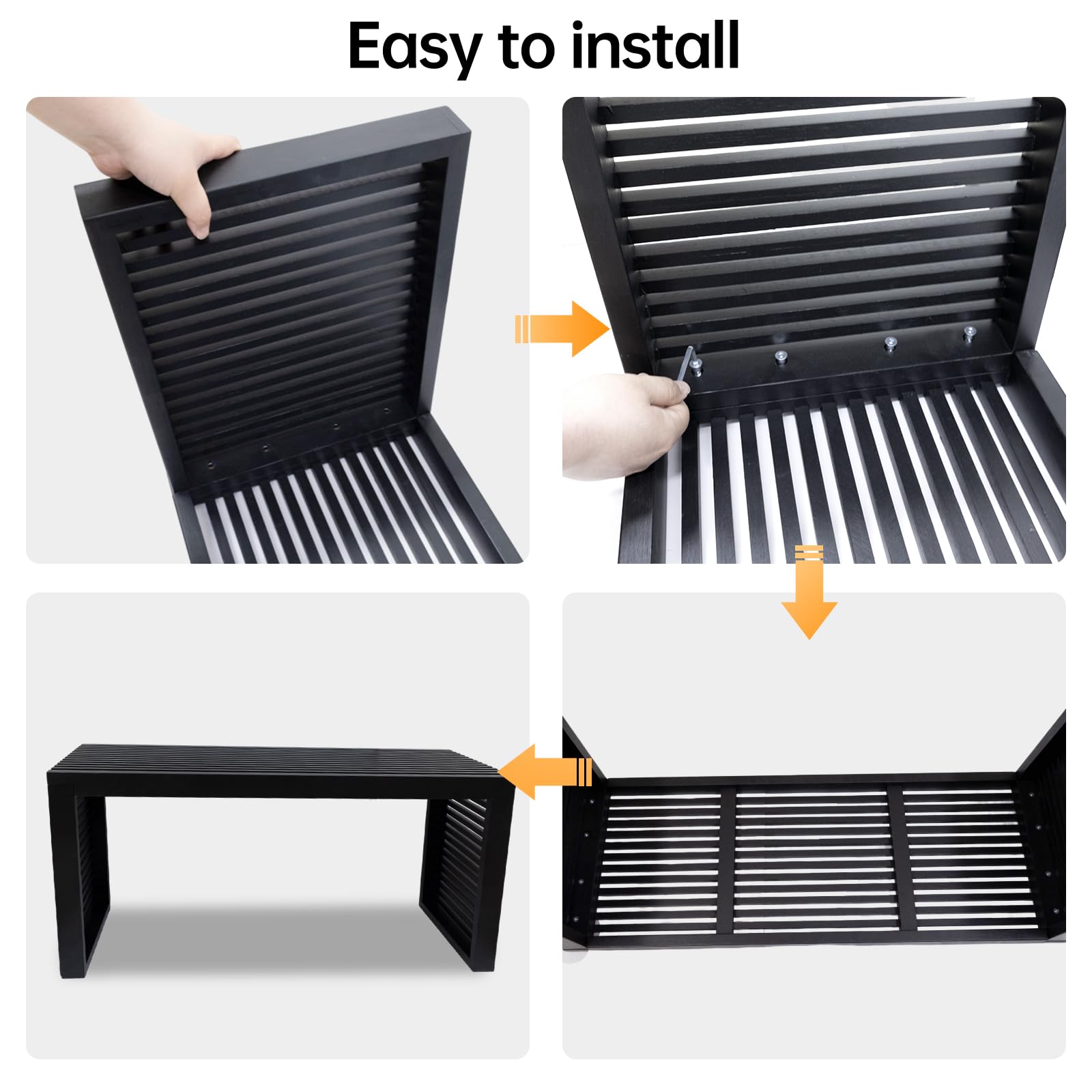 35 Inch Bamboo Bench Black