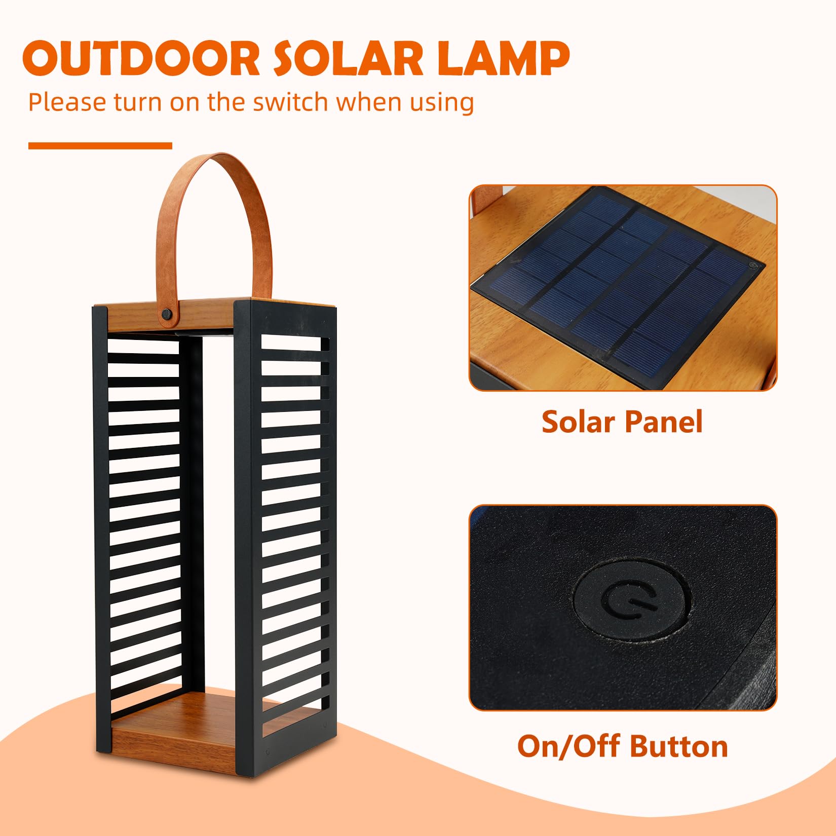 2-Pack Outdoor Solar Floor Lamp with Handle