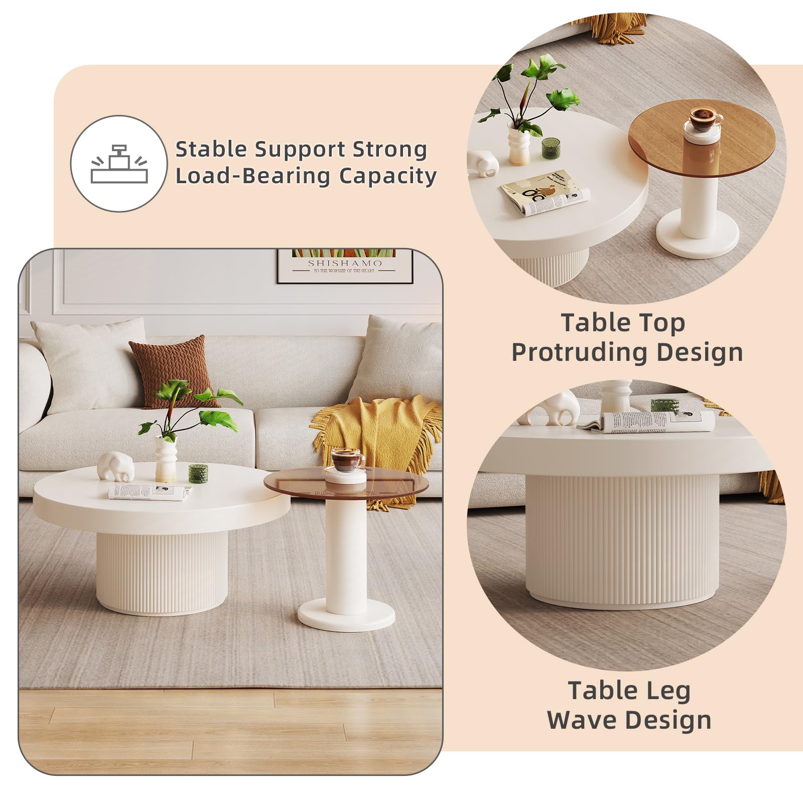 Round Nesting Coffee Table Set of 2