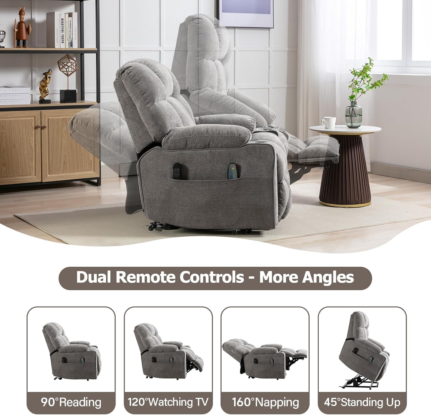 Dual Motor Power Lift Recliner Chair with Massage and Heat