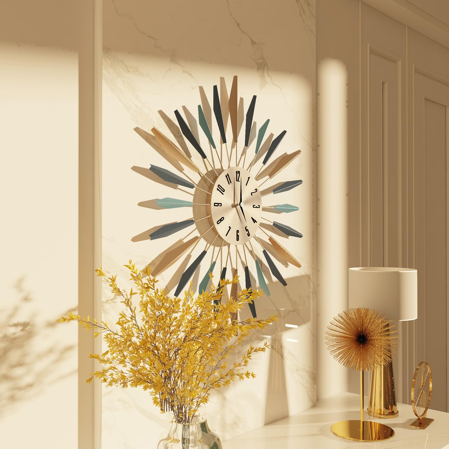 Mid-Century Silent Wall Clock 22 Inch