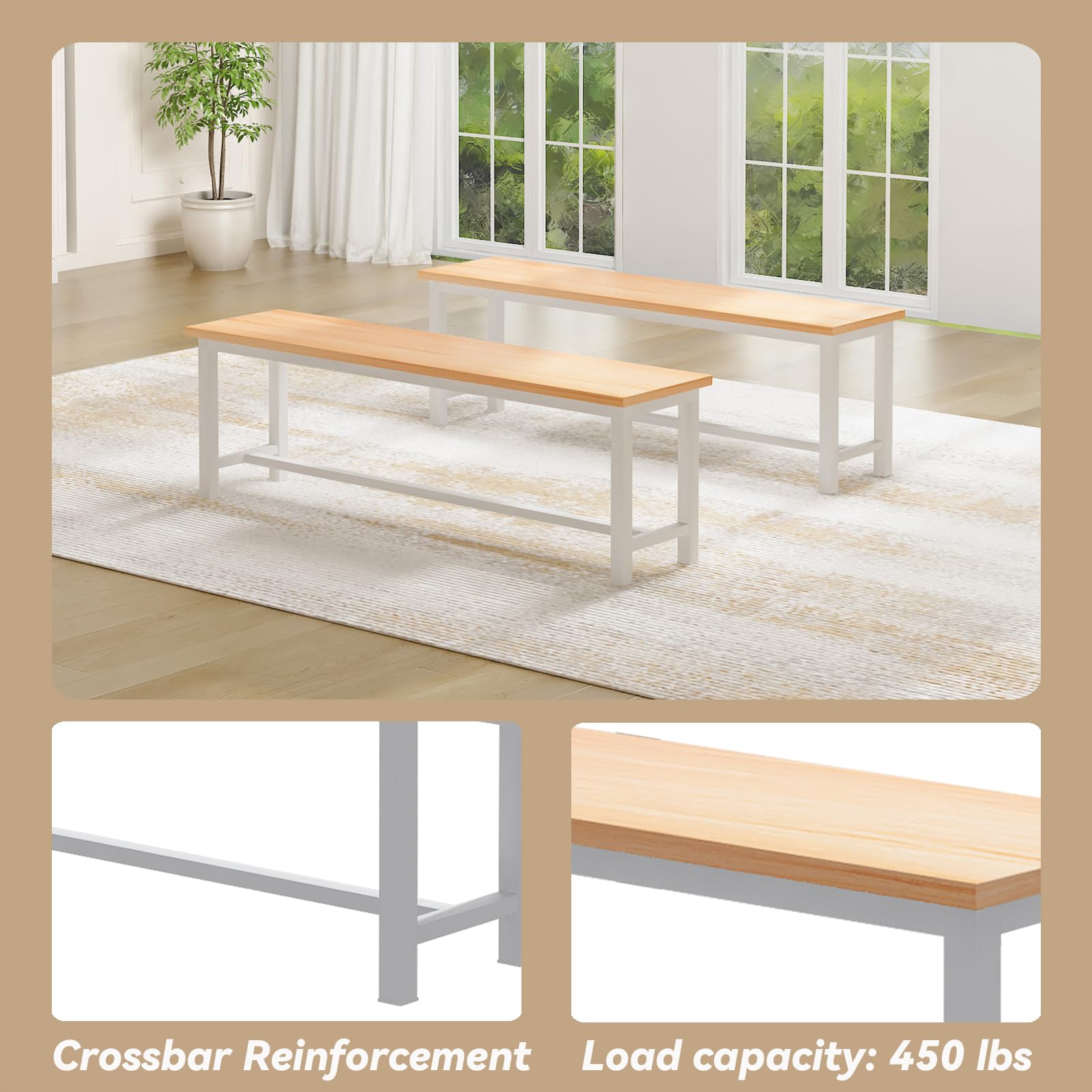 Dining Table Set for 4 with Benches
