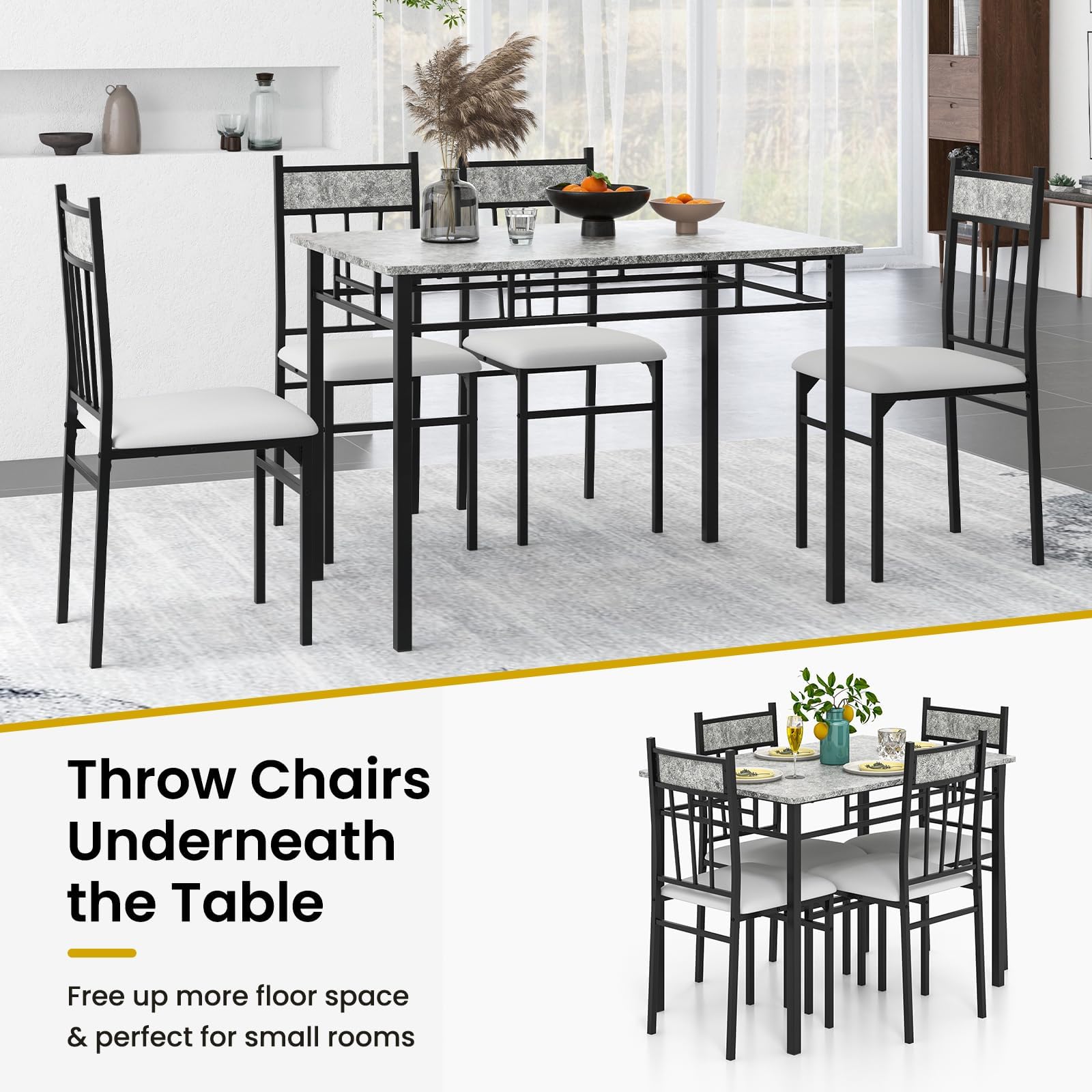 Faux Marble Dining Set for 4