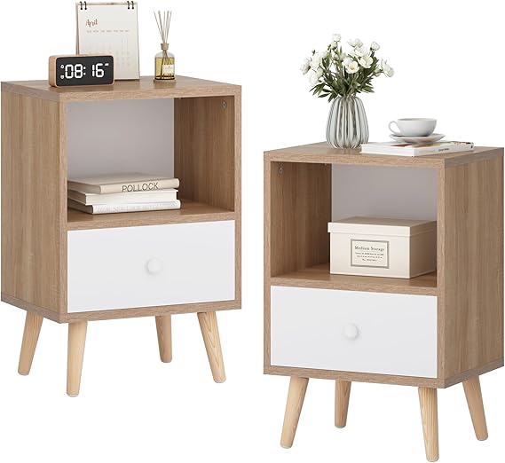 Modern Wood Nightstand with Drawer